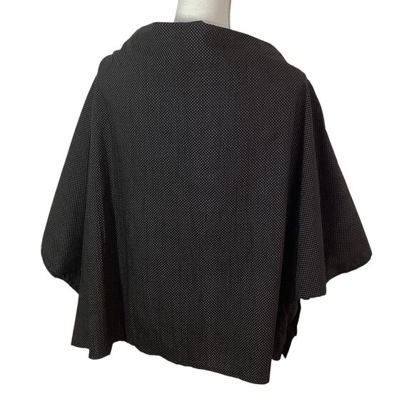 CREARE Top One Size Asymmetrical Lagenlook Black Polka Dot Pattern Blouse Shirt - Picture 5 of 11